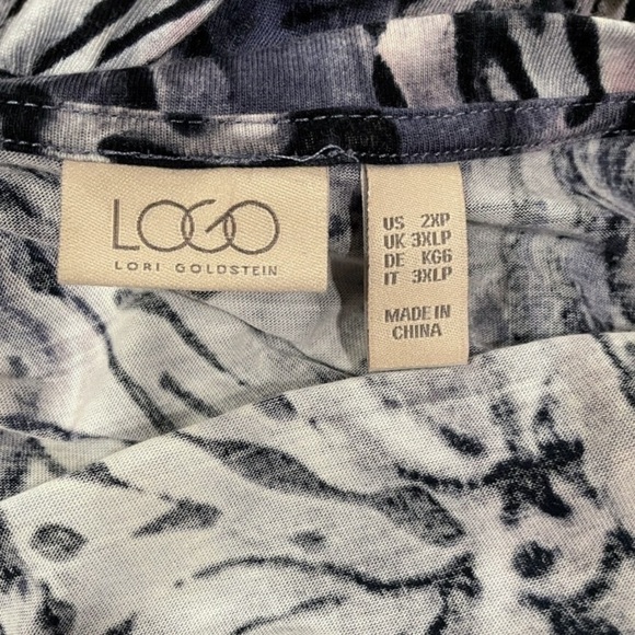 LOGO Lori Goldstein Floral Print Dress Size 2XP Blue Gray Pockets 3/4 Sleeves - Picture 10 of 16